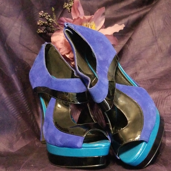 Shoes: Jessica Simpson Color Block Open Toe Heels - Picture 1 of 8